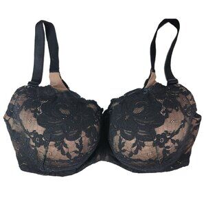 Torrid Exploded Floral Lace 360 Back Smoothing Bra Black 38G Underwire READ